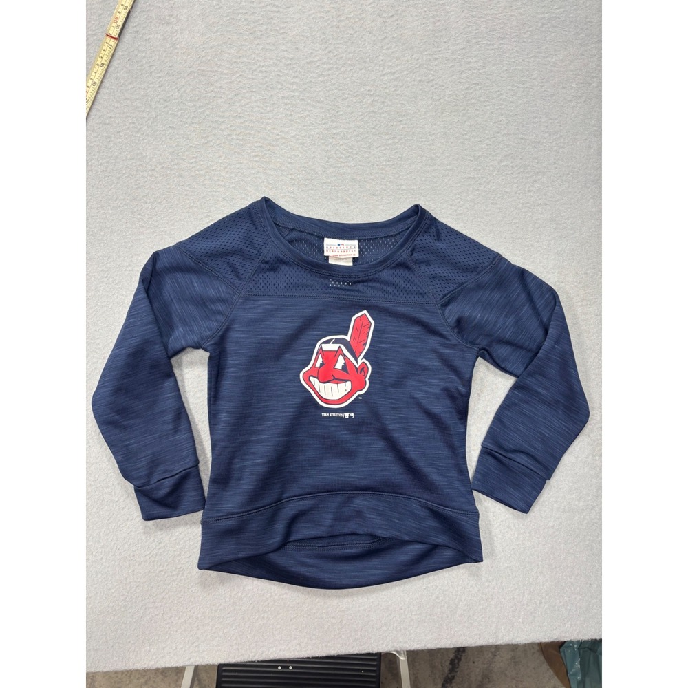 Genuine Merchandise Sweatshirt Kids 6/6X Cleveland Indians Navy MLB Chief Wahoo